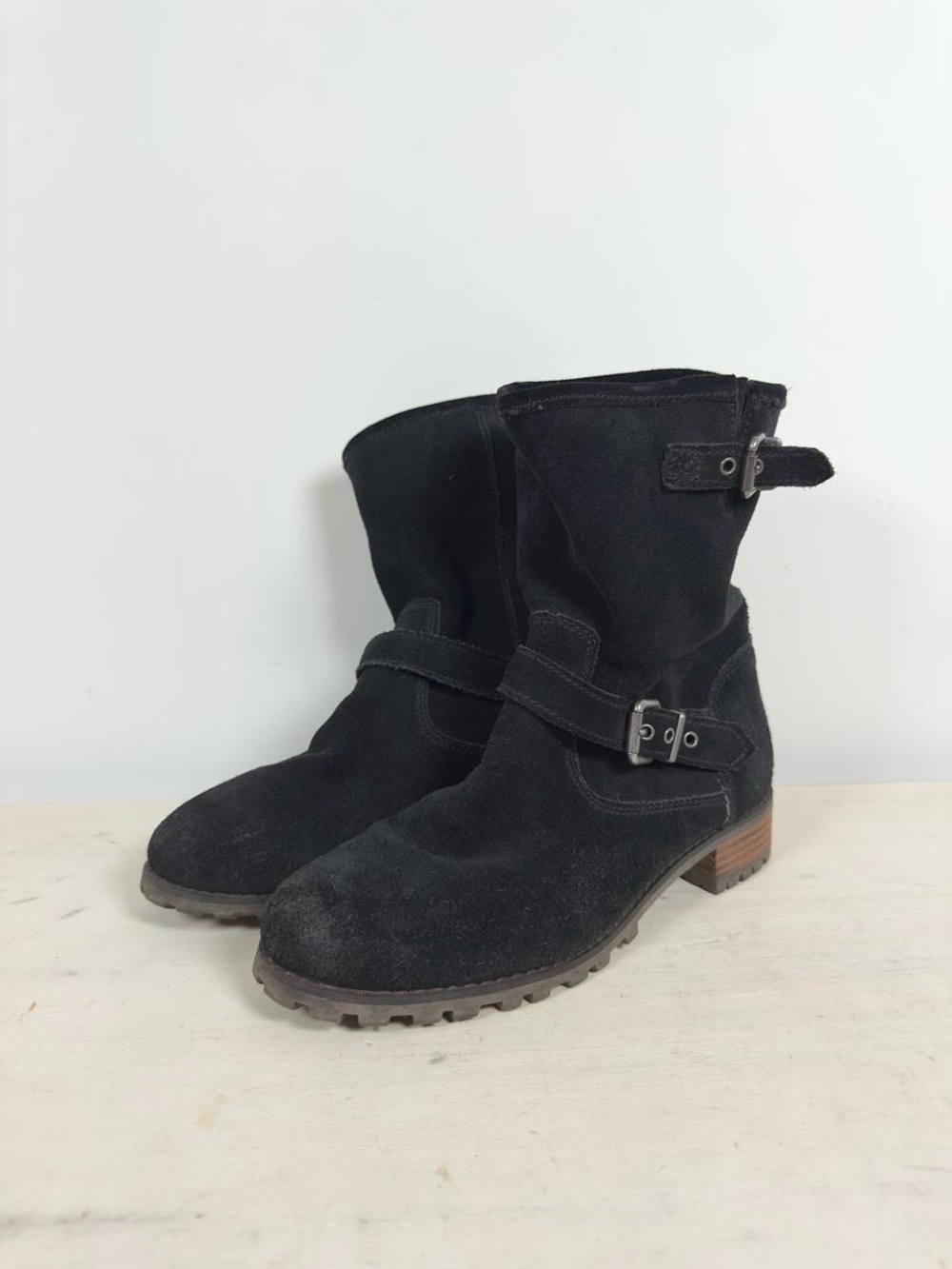Slouchy Suede Buckle Boots